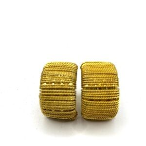Vintage Clip On Earrings Runway Gold Wired Textured Dimensional Big Bold